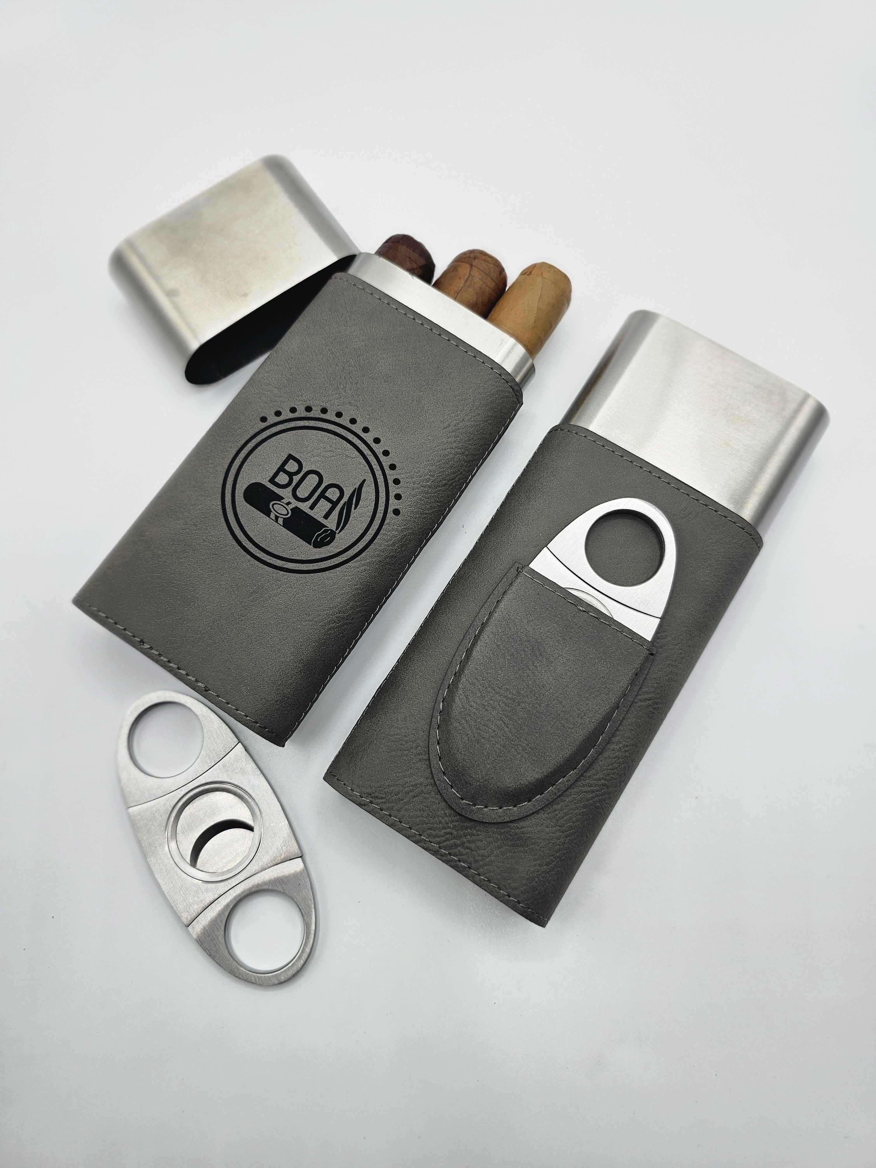 Leatherette Cigar Case with Cutter